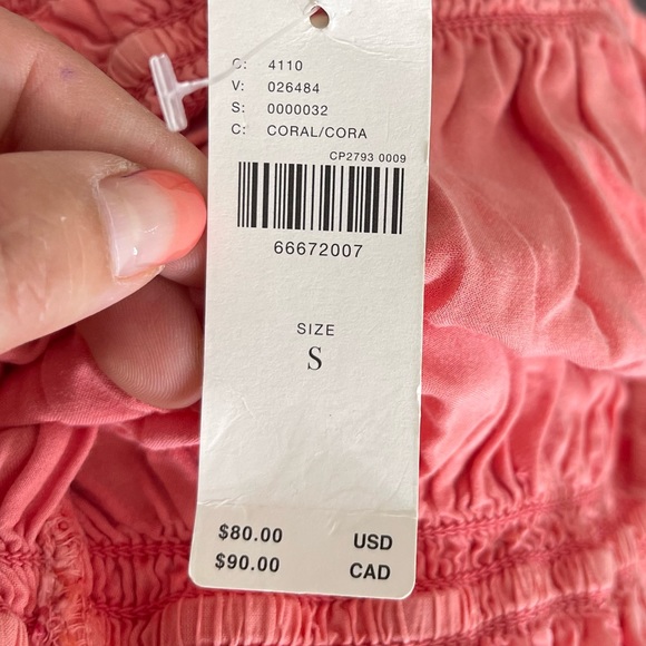 ANTHROPOLOGIE Pilcro Ruffled Ruched Slinky Tube Top in Coral - Picture 8 of 11